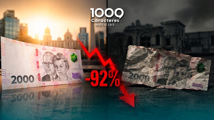 Informe profundo sobre la caída del 92% en el poder de compra del billete de $2.000. Comparativa 2023-2026, salarios reales y crisis social en Argentina.